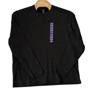 Member's Mark Mens XXL Tech Crew Black Long Sleeve Zipper Pocket Athleisure NEW